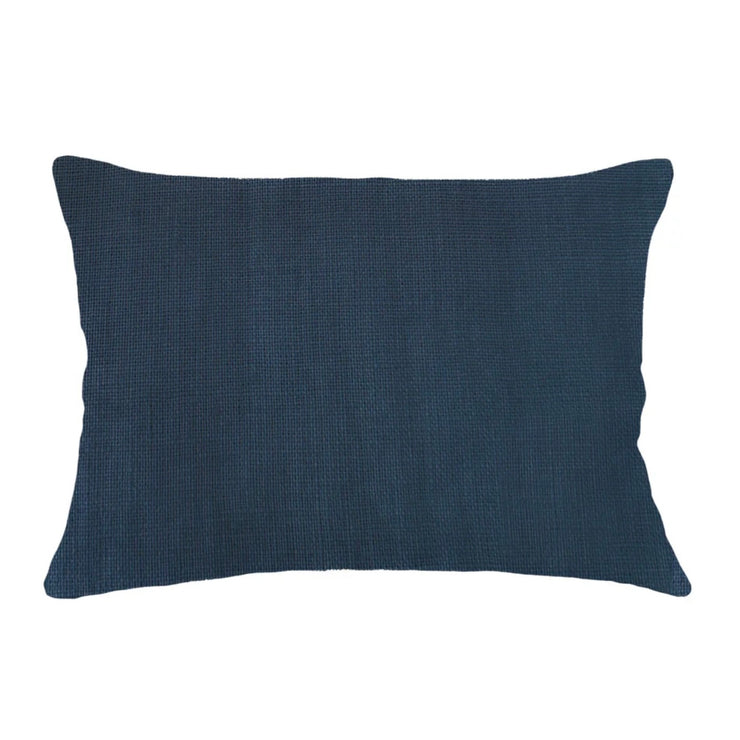 Anaya Home So Soft Linen Navy Lumbar Pillow 14x20 With Down Insert