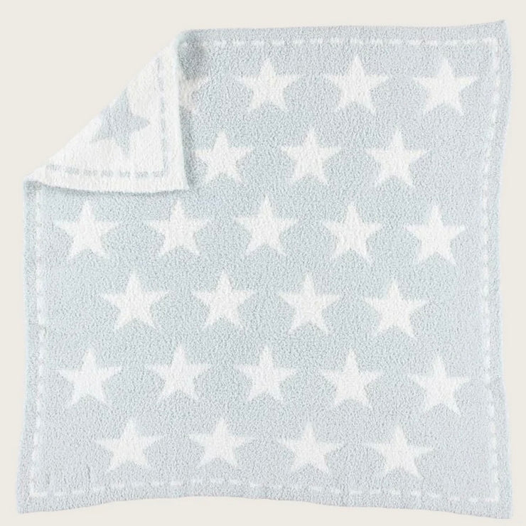 Barefoot Dreams CozyChic Dream Receiving Baby Blanket ~ Aqua Ice Stars
