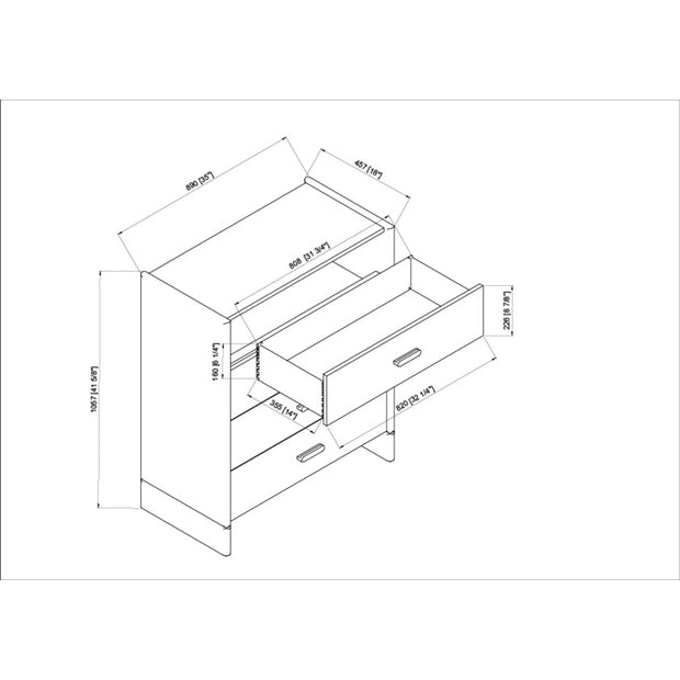 Surya Boda Modern Natural Oak 4 Drawer Dresser