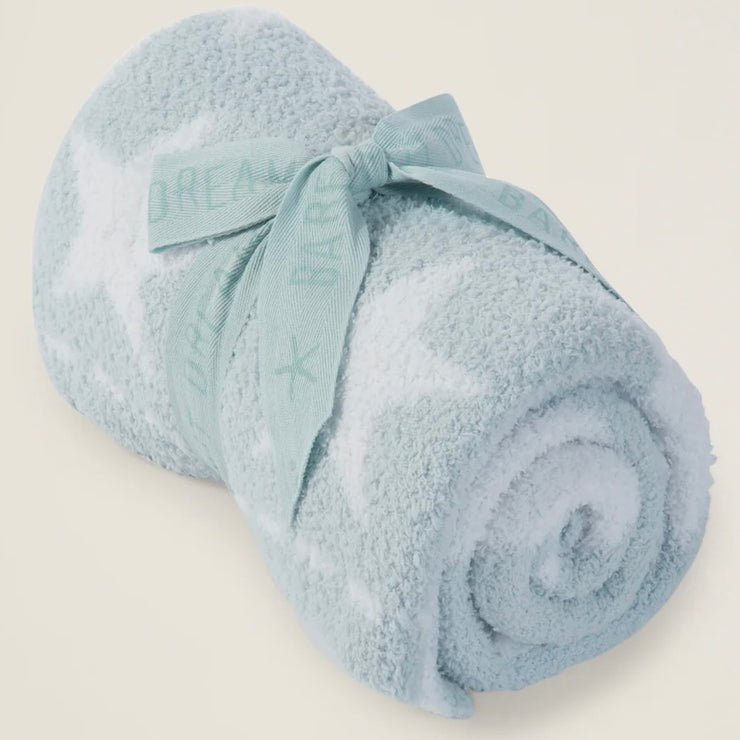 Barefoot Dreams CozyChic Dream Receiving Baby Blanket ~ Aqua Ice Stars