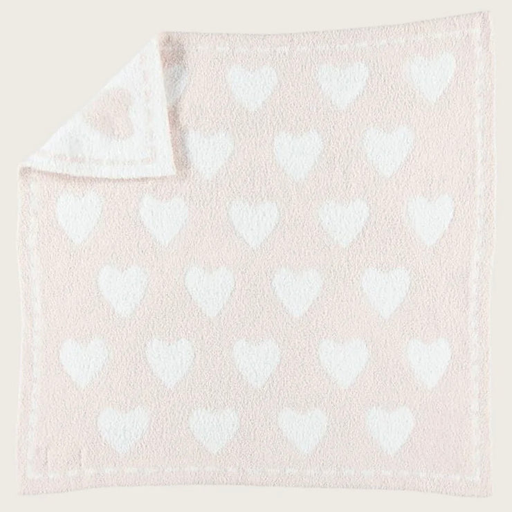 Barefoot Dreams CozyChic Dream Receiving Baby Blanket ~ Pink Hearts