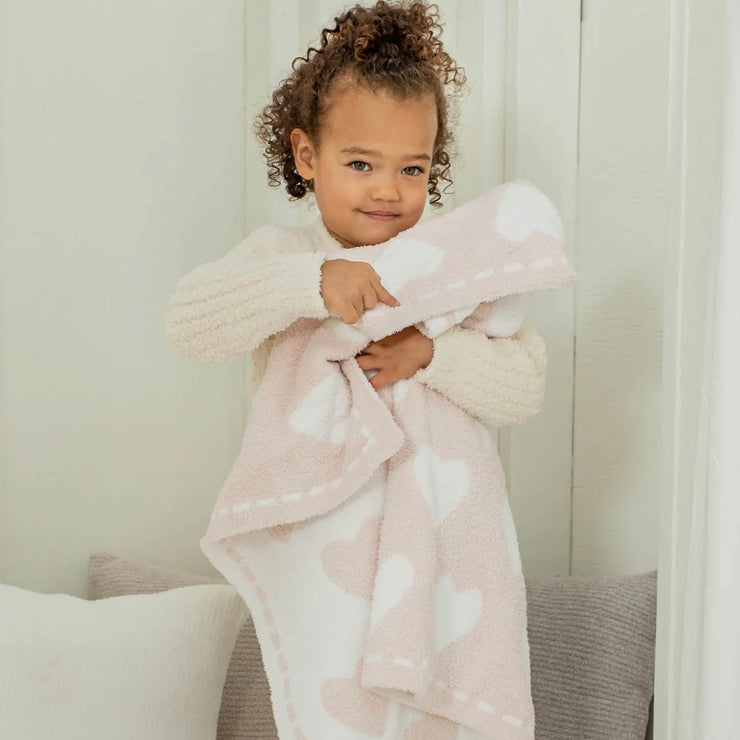 Barefoot Dreams CozyChic Dream Receiving Baby Blanket ~ Pink Hearts