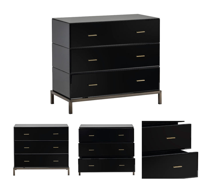 Crestview Collection Mercury Black Glass Chest
