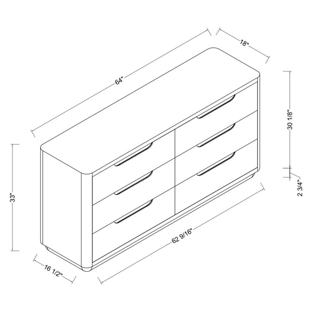 Surya Hundley Modern Natural Oak 6 Drawer Dresser