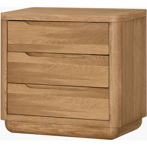 Surya Hundley Modern Natural Oak 3 Drawer Nightstand