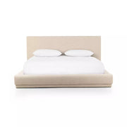 Four Hands Martina Low Profile Bed ~ Bergamo Parchment Linen Upholstered King Size Bed