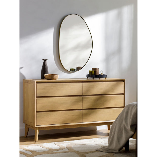 Surya Pryce Modern Light Natural Oak 6 Drawer Dresser