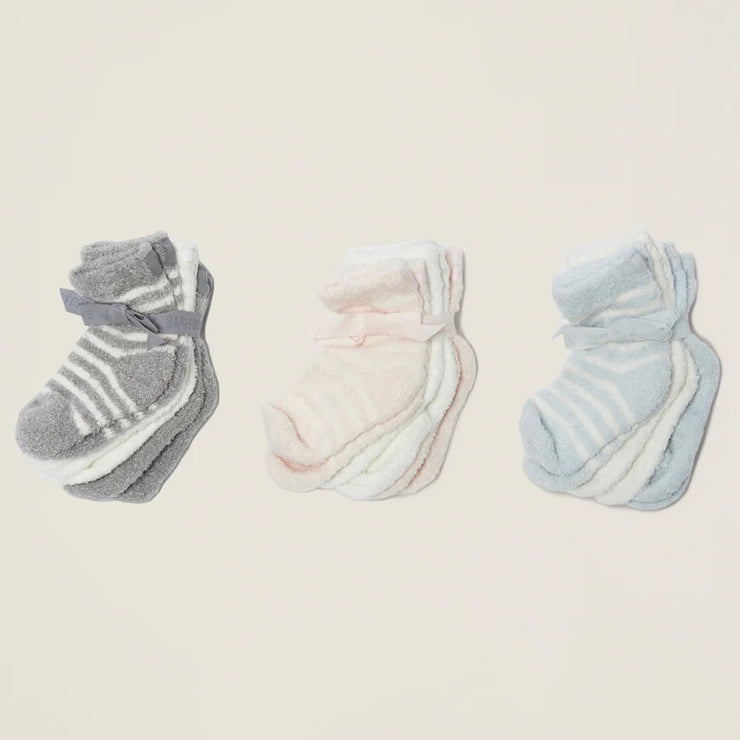 Barefoot Dreams CozyChic Lite Infant Set of 3 Sock Set ~ Pink and Pearl
