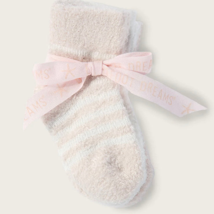 Barefoot Dreams CozyChic Lite Infant Set of 3 Sock Set ~ Pink and Pearl