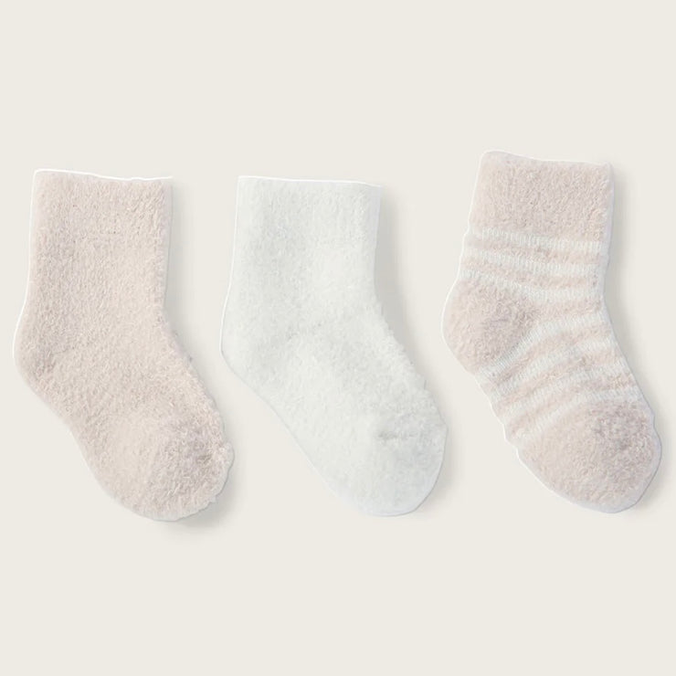 Barefoot Dreams CozyChic Lite Infant Set of 3 Sock Set ~ Pink and Pearl