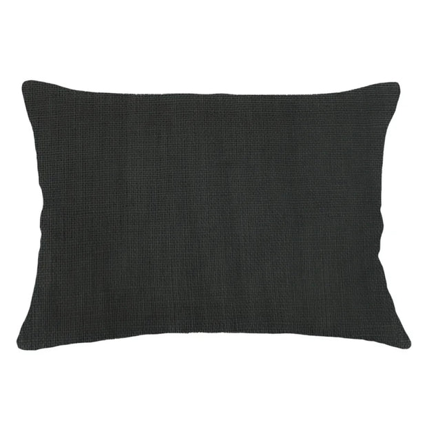 Anaya Home So Soft Linen Black Lumbar Pillow 14x20 With Down Insert