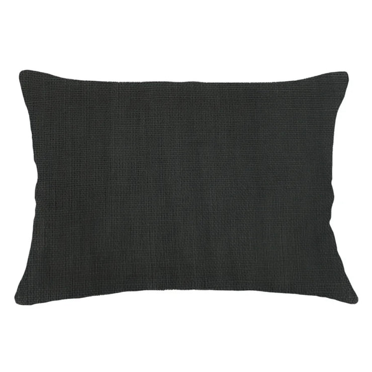 Anaya Home So Soft Linen Black Lumbar Pillow 14x20 With Down Insert