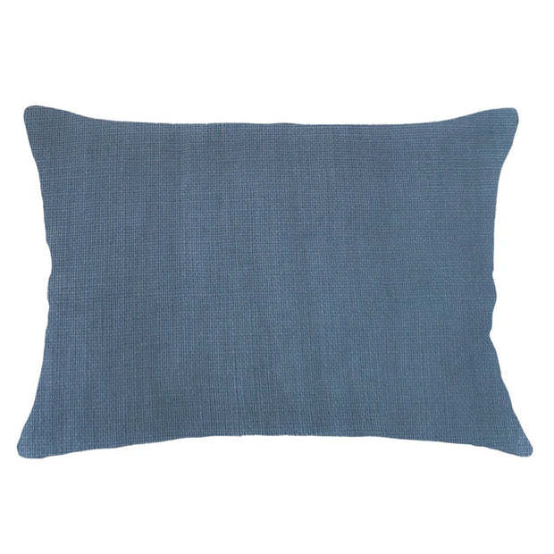 Anaya Home So Soft Linen Marine Blue Lumbar Pillow 14x20 With Down Insert