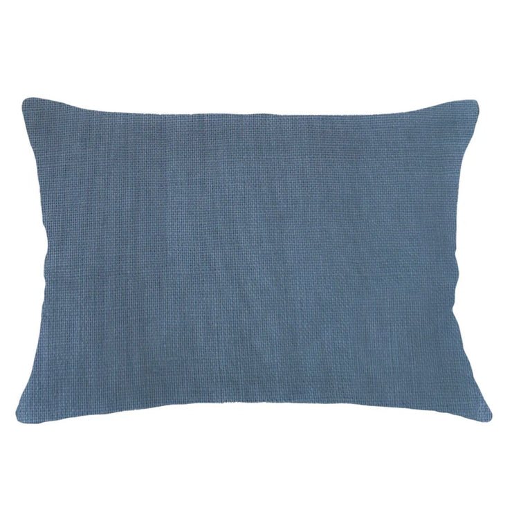 Anaya Home So Soft Linen Marine Blue Lumbar Pillow 14x20 With Down Insert