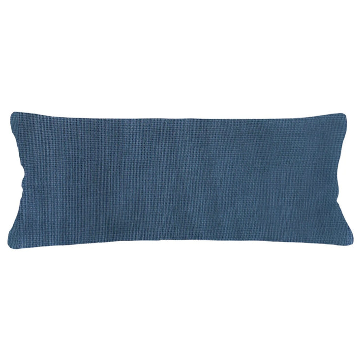 Anaya Home So Soft Linen Marine Blue Lumbar Pillow 14x40 With Down Insert