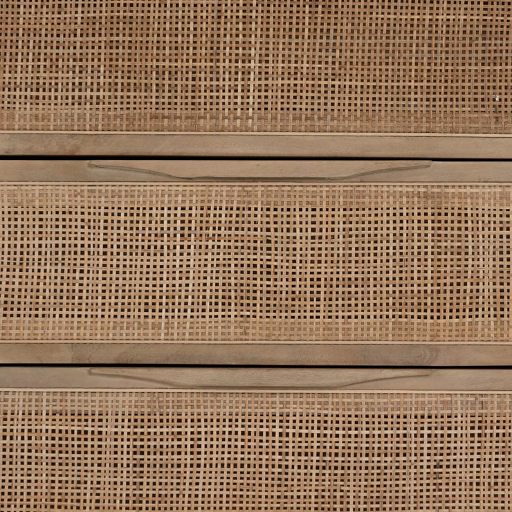 Four Hands Sydney Natural Cane 6 Drawer Dresser  ~ Black Wash Mango Wood