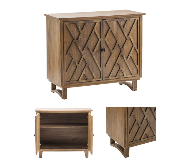 Crestview Collection Chippendale Brown Acacia Cabinet