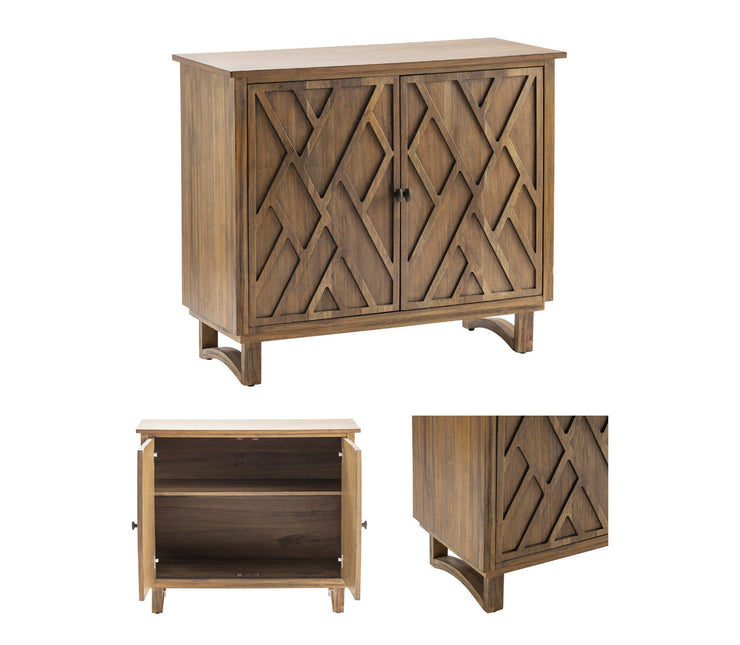 Crestview Collection Chippendale Brown Acacia Cabinet