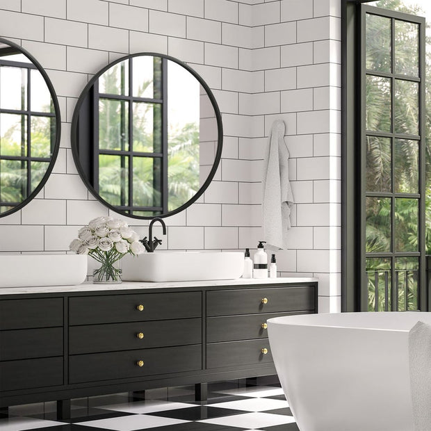 Casa Bella Living Modern Matte Black Round Mirror