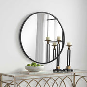 Casa Bella Living Modern Matte Black Round Mirror