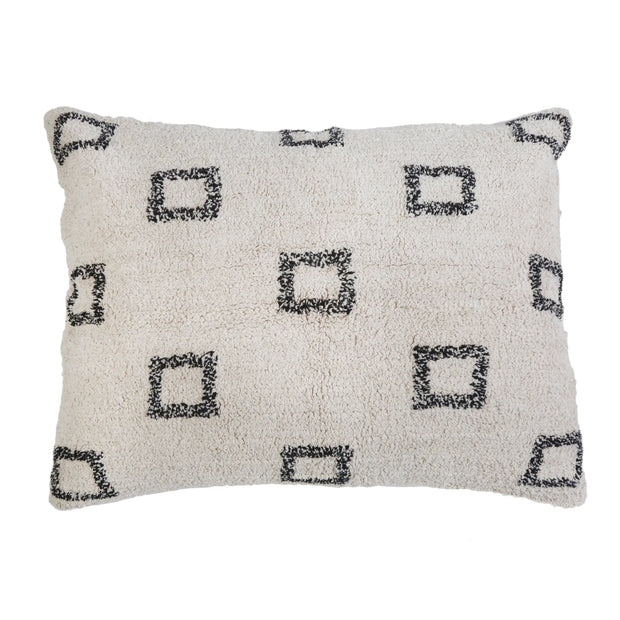 Pom Pom at Home Bowie Ivory and Grey Hand Woven Big Pillow with Insert  ~ 28 x 36