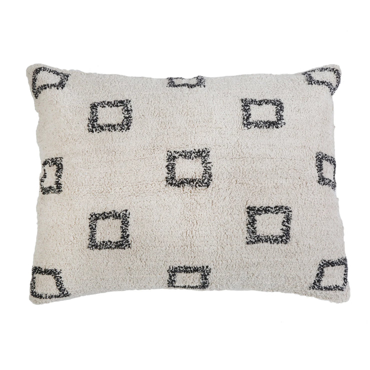 Pom Pom at Home Bowie Ivory and Grey Hand Woven Big Pillow with Insert  ~ 28 x 36