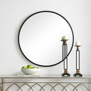 Casa Bella Living Modern Matte Black Round Mirror