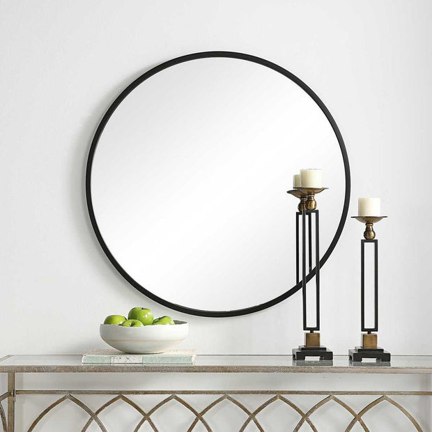 Casa Bella Living Modern Matte Black Round Mirror