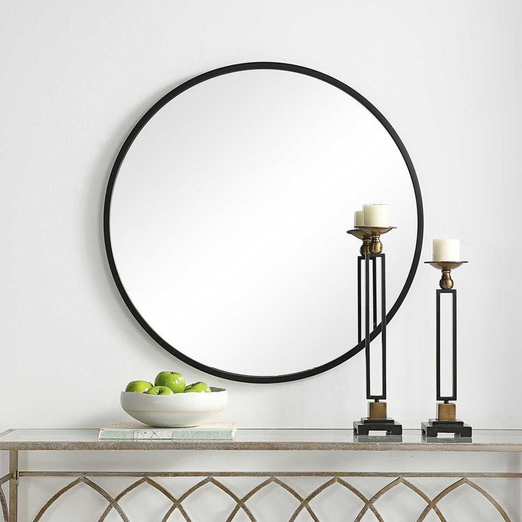 Casa Bella Living Modern Matte Black Round Mirror
