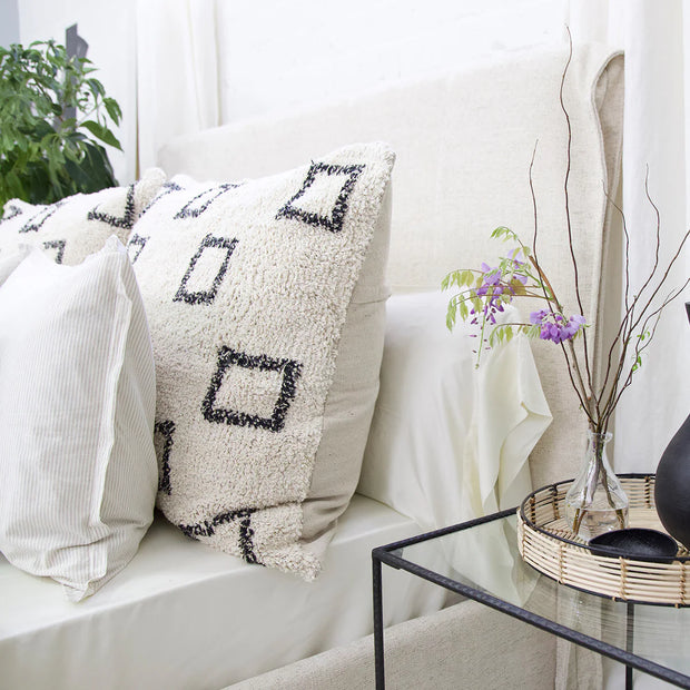 Pom Pom at Home Bowie Ivory and Grey Hand Woven Big Pillow with Insert  ~ 28 x 36