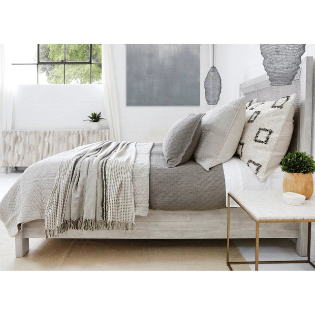 Pom Pom at Home Bowie Ivory and Grey Hand Woven Big Pillow with Insert  ~ 28 x 36
