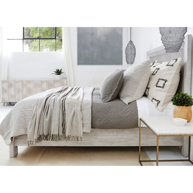 Pom Pom at Home Bowie Ivory and Grey Hand Woven Big Pillow with Insert  ~ 28 x 36