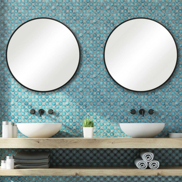 Casa Bella Living Modern Matte Black Round Mirror