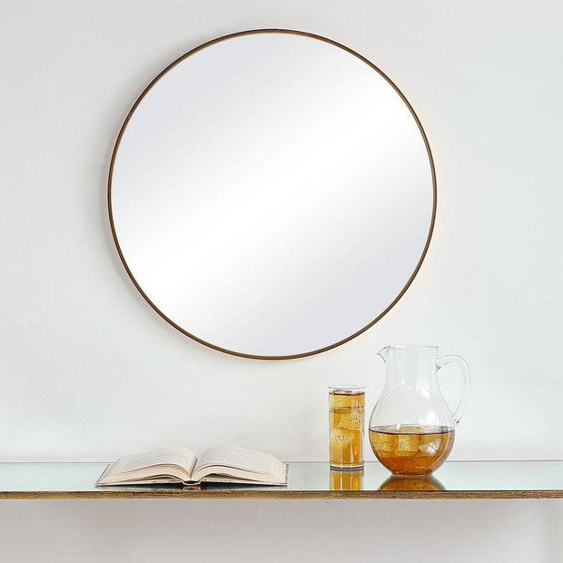 Casa Bella Living Clean And Simple Brushed Gold Round Mirror