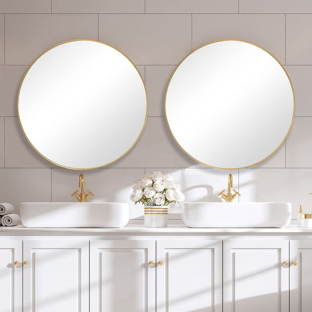 Casa Bella Living Clean And Simple Brushed Gold Round Mirror