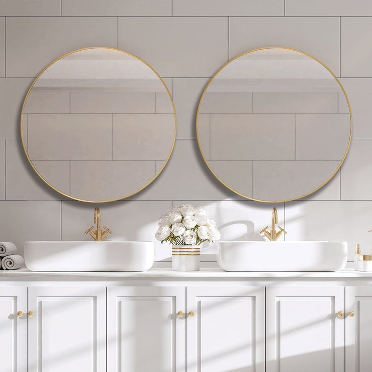 Casa Bella Living Clean And Simple Brushed Gold Round Mirror