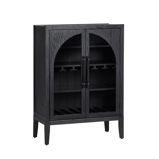 Crestview Collection Braxton Black Wine Cabinet