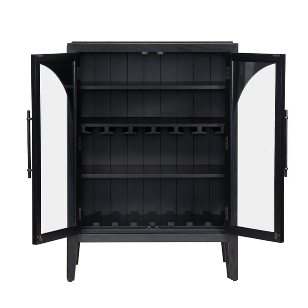 Crestview Collection Braxton Black Wine Cabinet