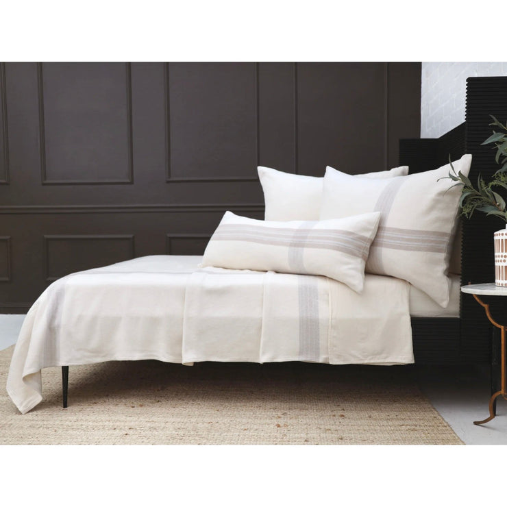 Pom Pom at Home Geneva Ivory and Taupe Plaid Big Pillow with Insert  ~ 28 x 36