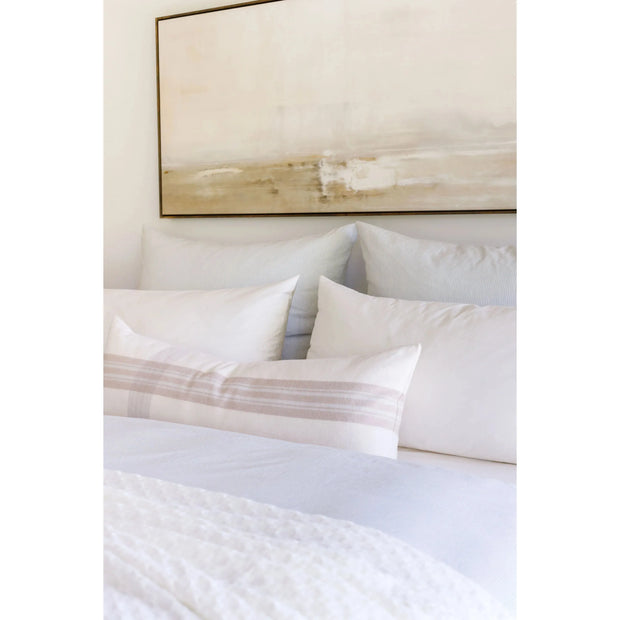 Pom Pom at Home Geneva Ivory and Taupe Plaid Pillow with Insert  ~ 14 x 40