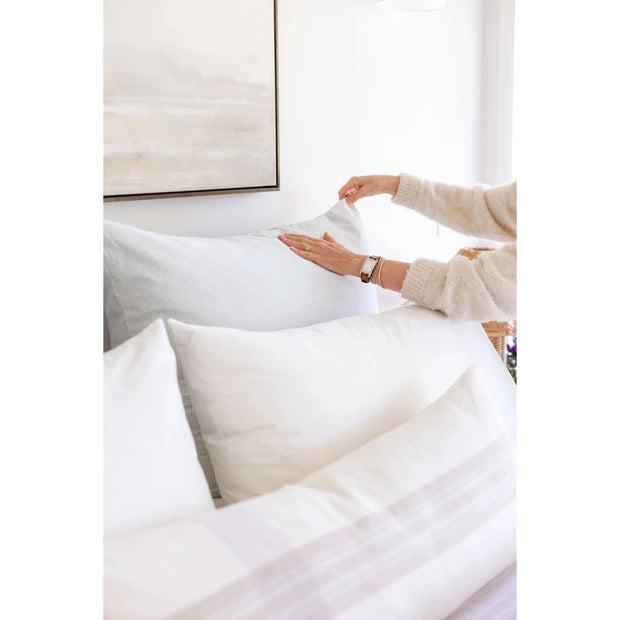 Pom Pom at Home Geneva Ivory and Taupe Plaid Pillow with Insert  ~ 14 x 40