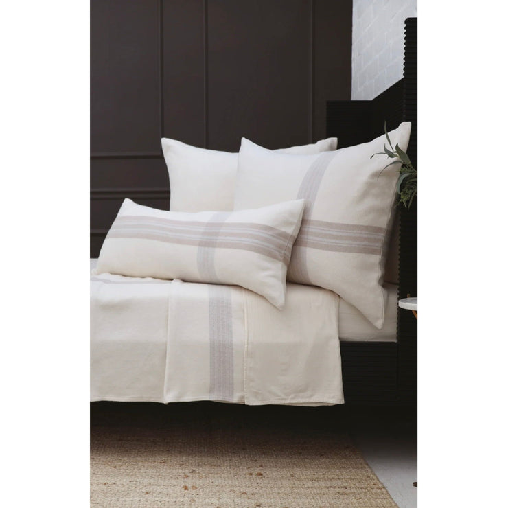 Pom Pom at Home Geneva Ivory and Taupe Plaid Big Pillow with Insert  ~ 28 x 36