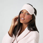 Kashwere Lounge Ultra Plush Blush & White Malibu Heathered Robe & Eye Mask Set