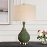 Casa Bella Living Distressed Emerald Green Glazed Ceramic Accent Lamp ~ LAST CHANCE SALE ~ LIMITED QUANTITY