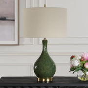 Casa Bella Living Distressed Emerald Green Glazed Ceramic Accent Lamp ~ LAST CHANCE SALE ~ LIMITED QUANTITY