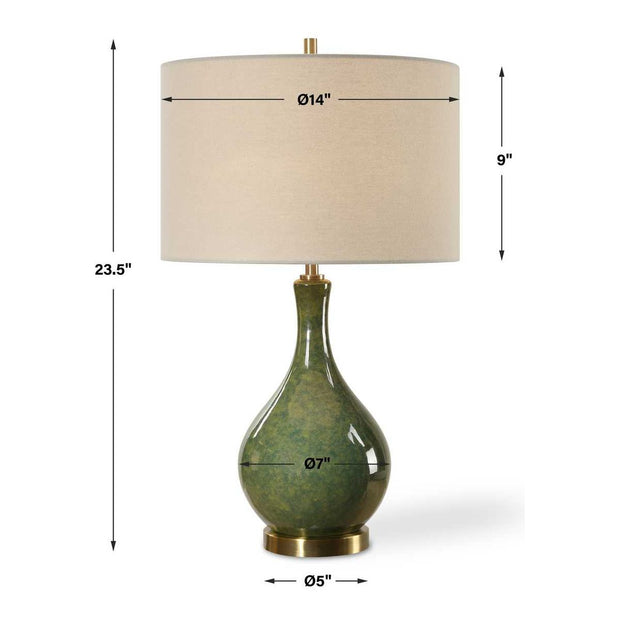 Casa Bella Living Distressed Emerald Green Glazed Ceramic Accent Lamp ~ LAST CHANCE SALE ~ LIMITED QUANTITY