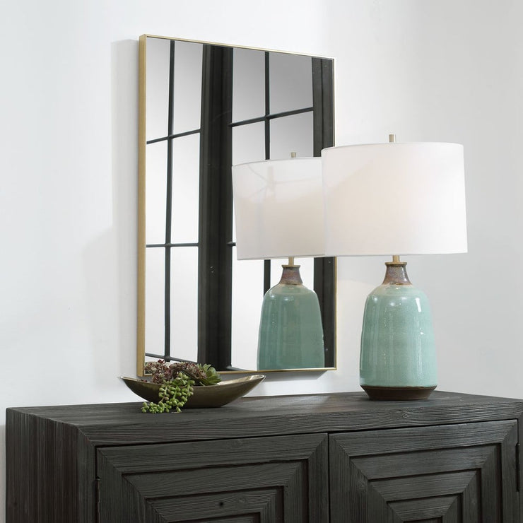 Casa Bella Living Thin Gold Framed Rectangular Mirror