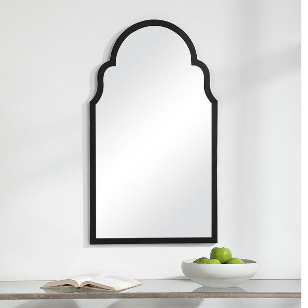 Casa Bella Living Beautiful Arched Top Satin Black Mirror