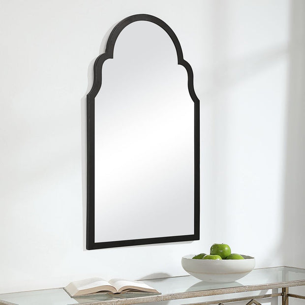 Casa Bella Living Beautiful Arched Top Satin Black Mirror