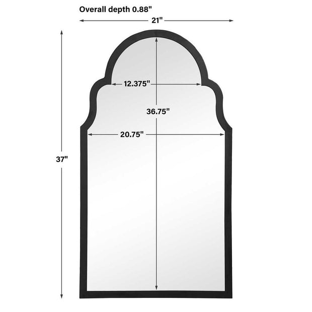 Casa Bella Living Beautiful Arched Top Satin Black Mirror